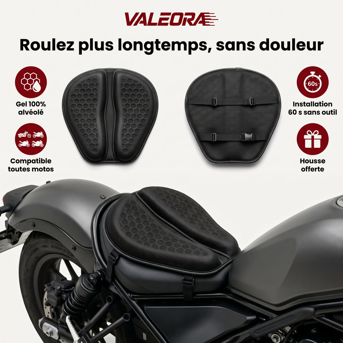 VALEORA Coussin Passager   100% Gel
