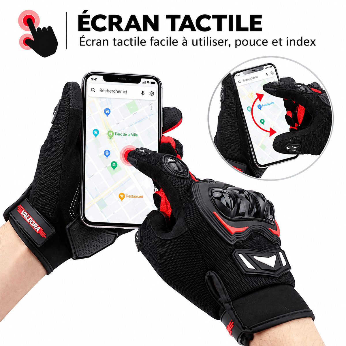 Gants de moto tactiques tactiles avec protection des articulations CE