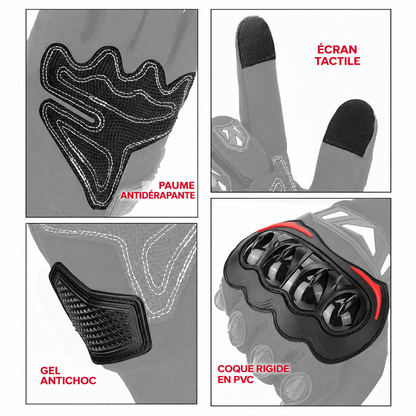 Gants de moto tactiques tactiles avec protection des articulations CE